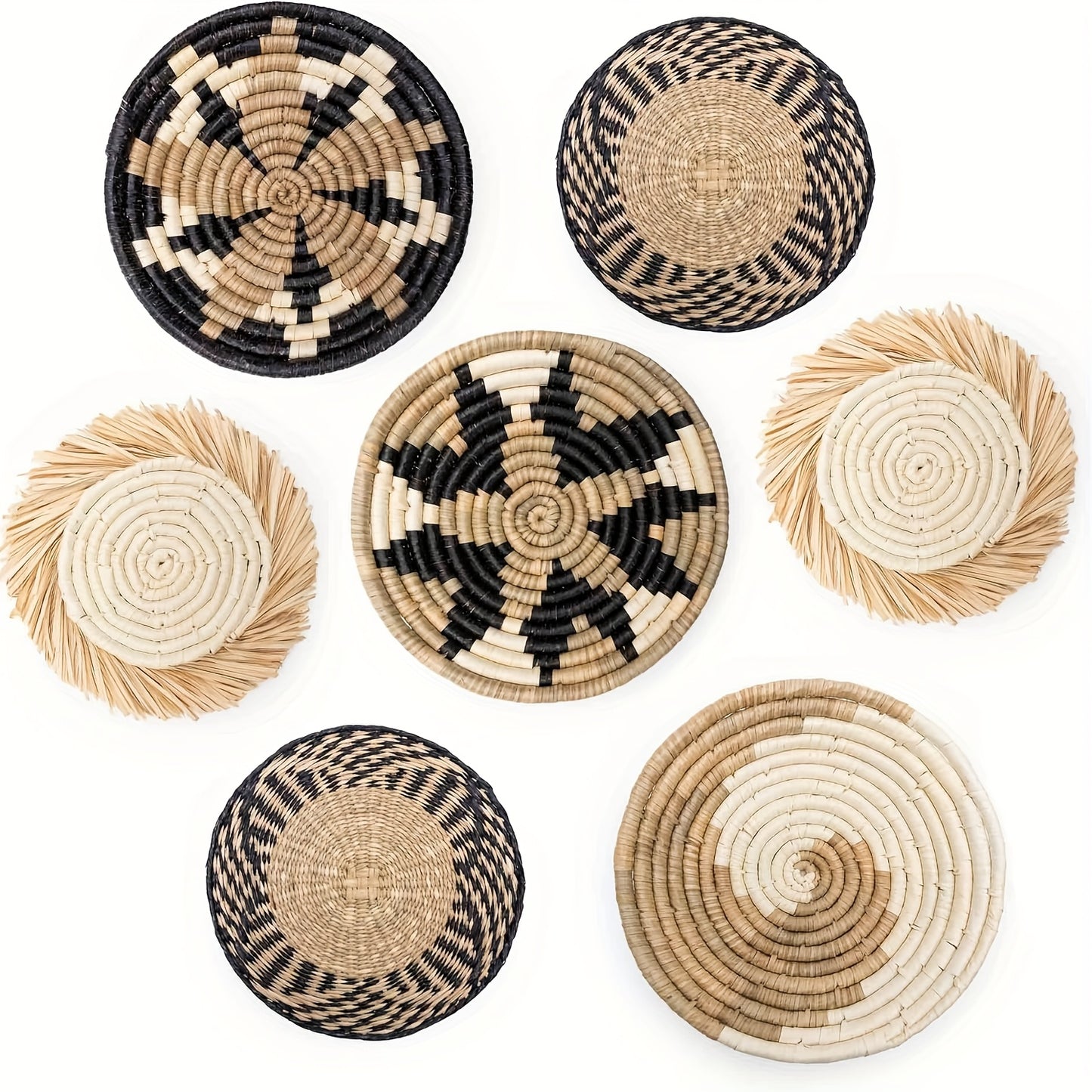 Seagrass Boho Hanging Woven Wall Basket Decor Set
