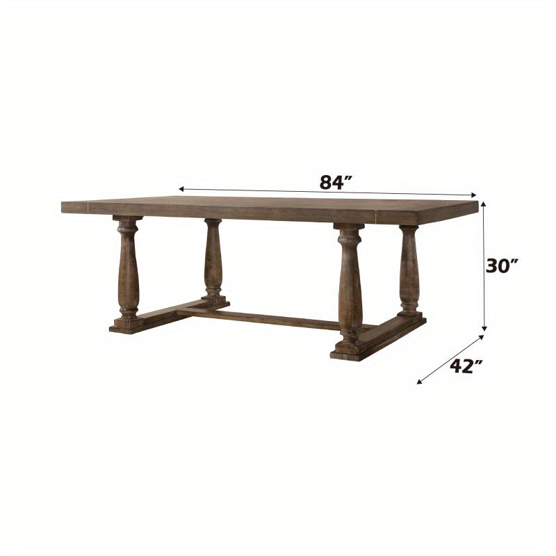 Benson Weathered Oak Dining Table - Farmhouse Charm, Expandable Design, Quick Assembly