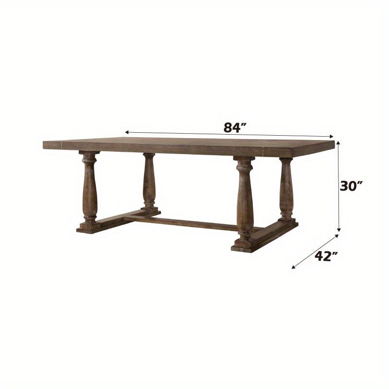 Benson Weathered Oak Dining Table - Farmhouse Charm, Expandable Design, Quick Assembly - solid wood furniture by Chic Woods