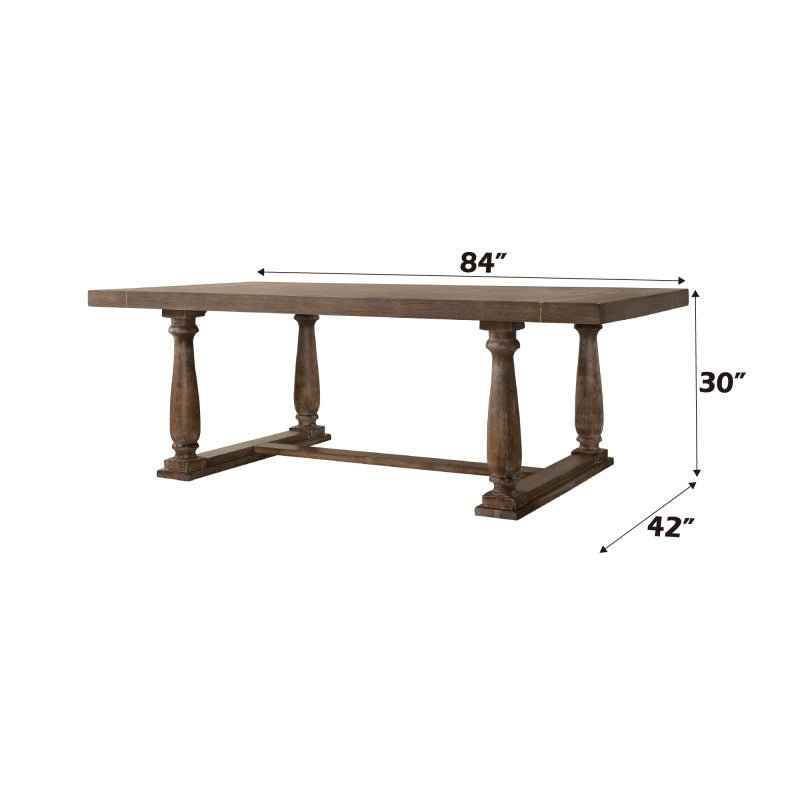 Benson Weathered Oak Dining Table - Farmhouse Charm, Expandable Design, Quick Assembly - solid wood furniture by Chic Woods