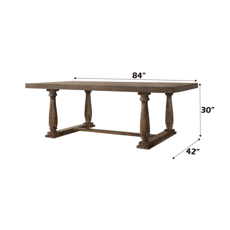 Benson Weathered Oak Dining Table - Farmhouse Charm, Expandable Design, Quick Assembly