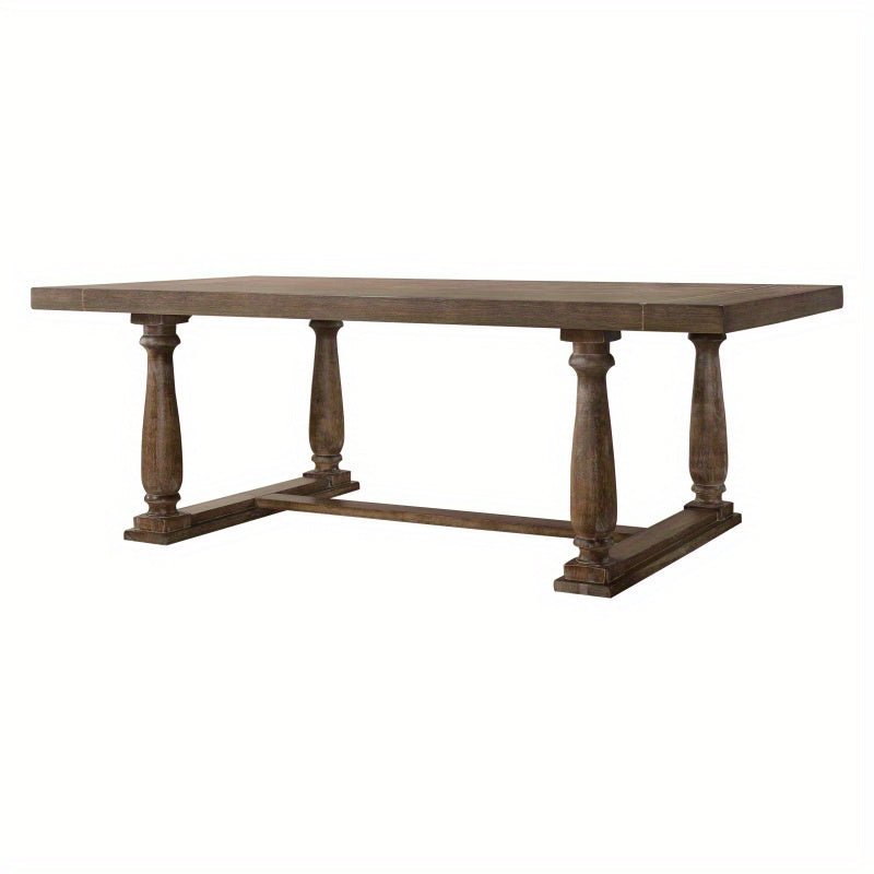 Benson Weathered Oak Dining Table - Farmhouse Charm, Expandable Design, Quick Assembly - solid wood furniture by Chic Woods