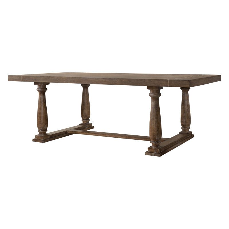 Benson Weathered Oak Dining Table - Farmhouse Charm, Expandable Design, Quick Assembly - solid wood furniture by Chic Woods