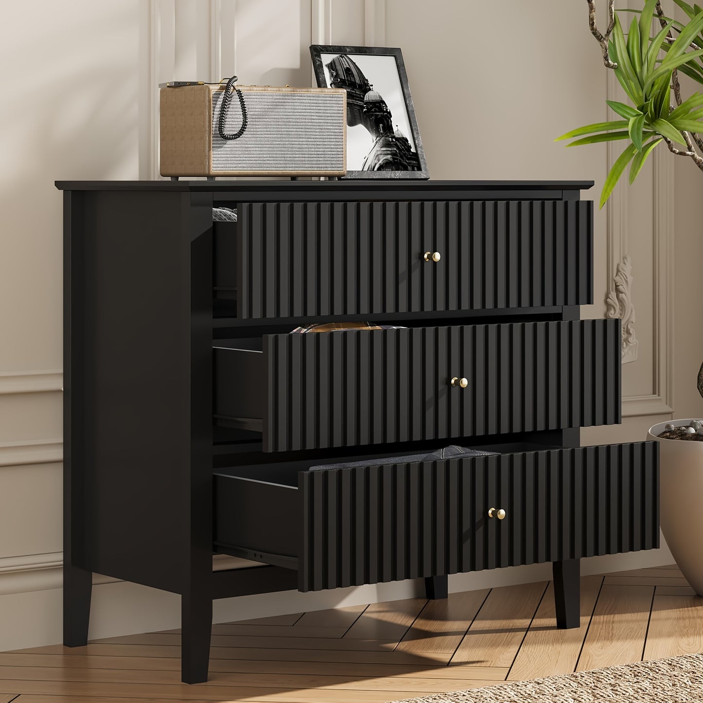 30″ Fluted Nightstand Collection — Sleek Storage Chests in Multiple Finishes
