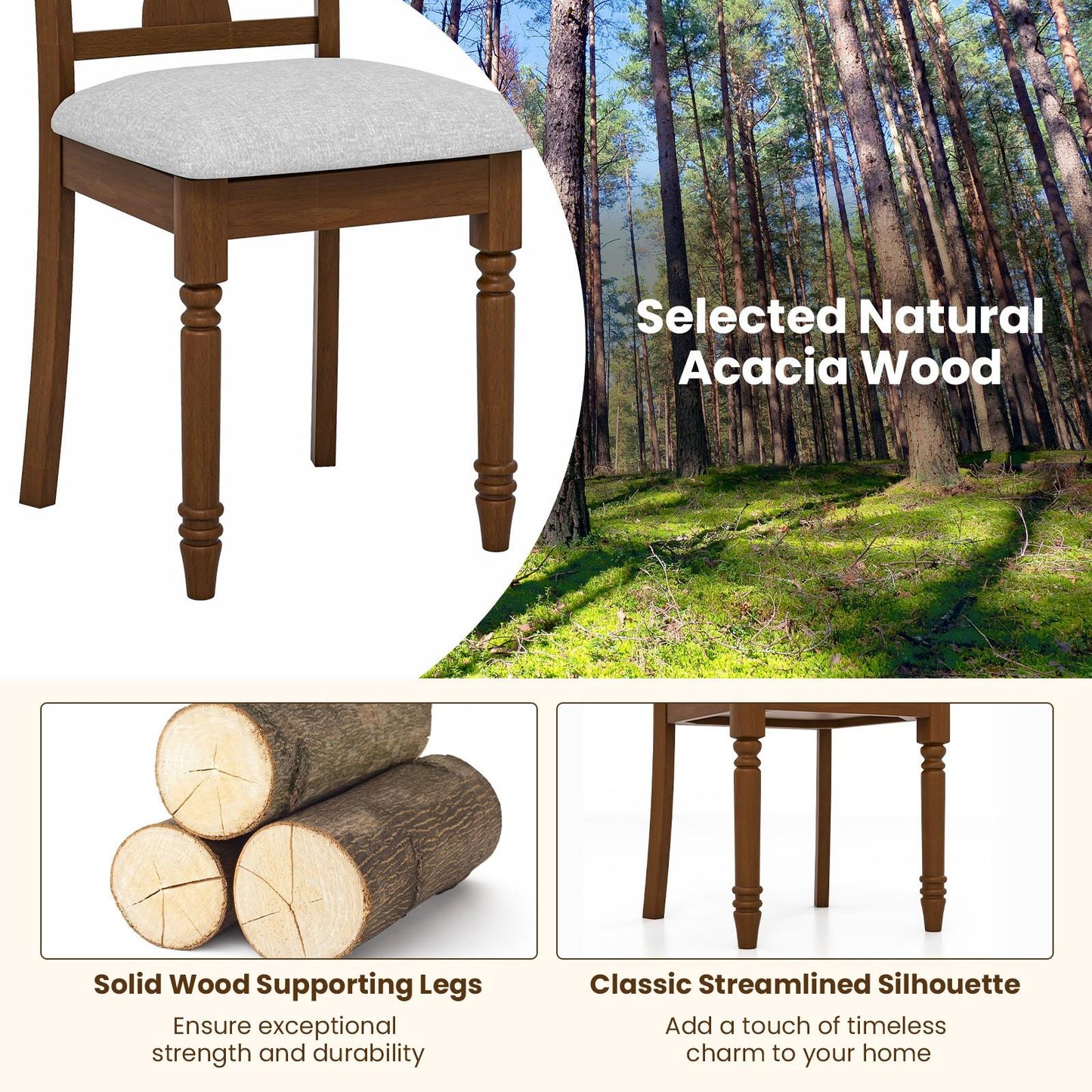 Everly Upholstered Dining Chairs with Hidden Storage (Set of 4)
Solid Acacia Legs | Vintage-Inspired Design