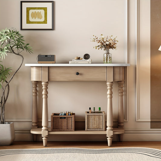 36" Retro Corner-curved Console Table