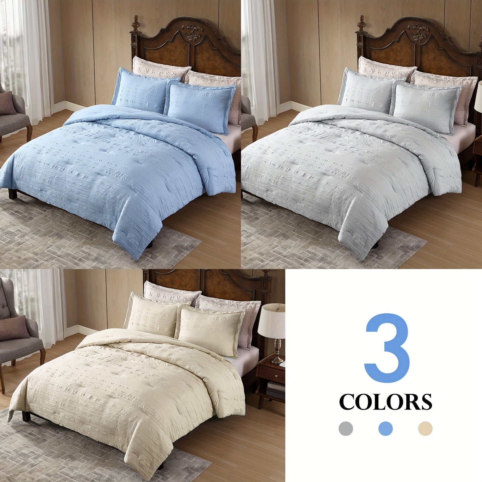 ClevaHome Embossed Comforter Set – Lightweight 2/3-Piece Bedding Set for All Seasons, Ultra-Soft Brushed Polyester Quilt – Machine Washable,