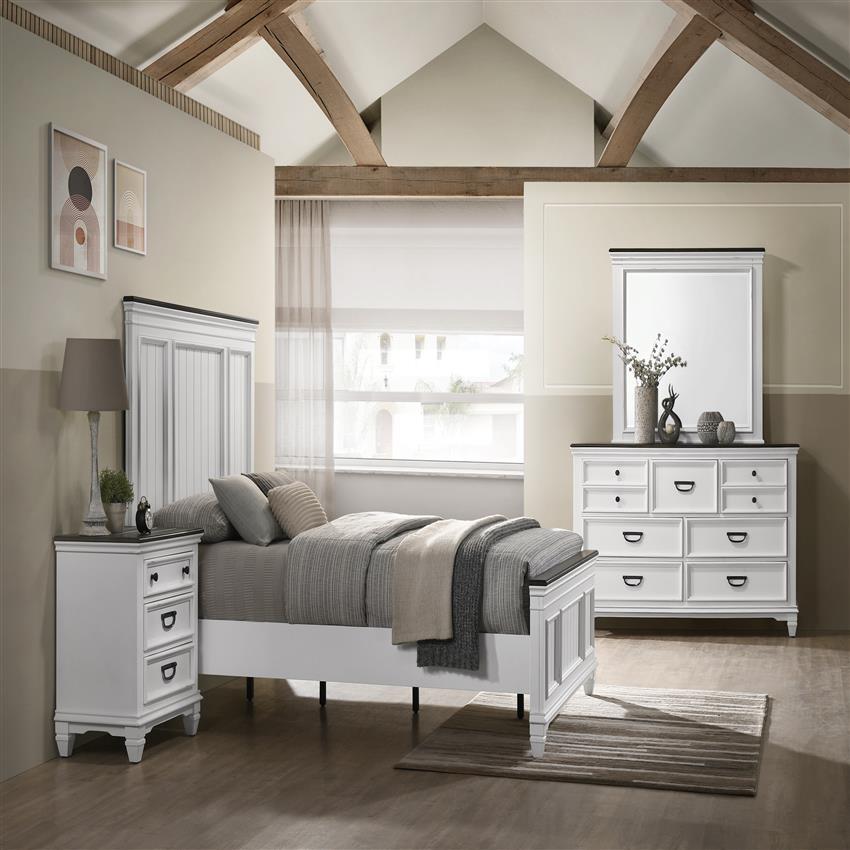 Shelby Modern Farmhouse Bedroom Set – Shiplap Queen Bed, Dresser, Mirror & 2 Nightstands - solid wood furniture by Chic Woods