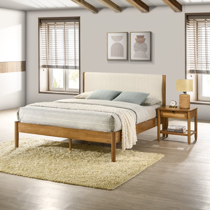 Hemsworth 5 - Piece Bedroom Set – Natural Wood Tone & Upholstered Comfort - solid wood furniture by Chic Woods