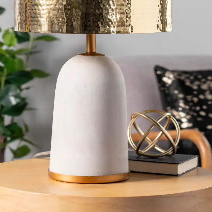GOLD AND CONCRETE DRUM LAMP