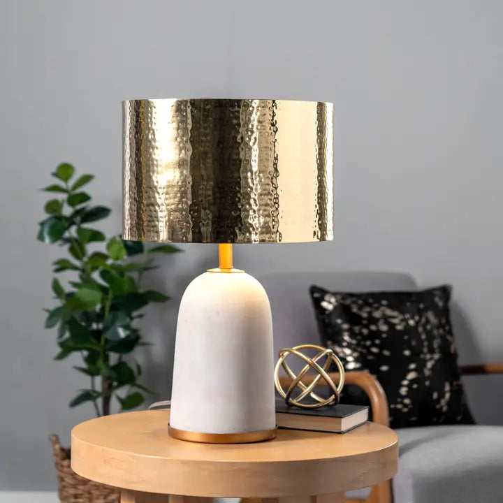 GOLD AND CONCRETE DRUM LAMP