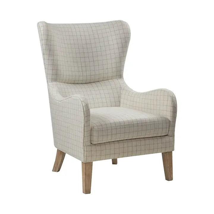 Windowpane wing chair