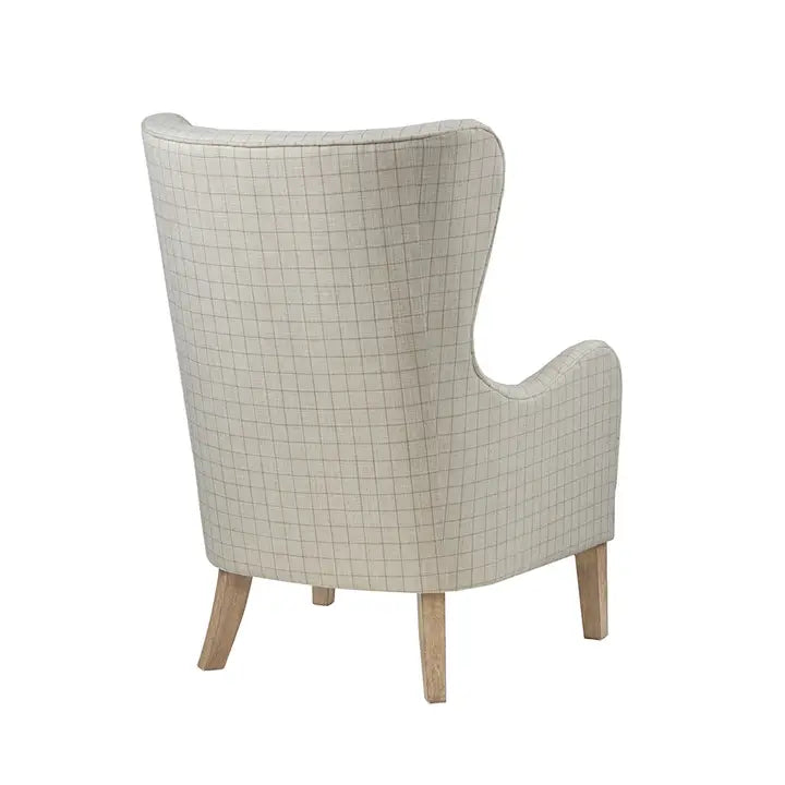 Windowpane wing chair